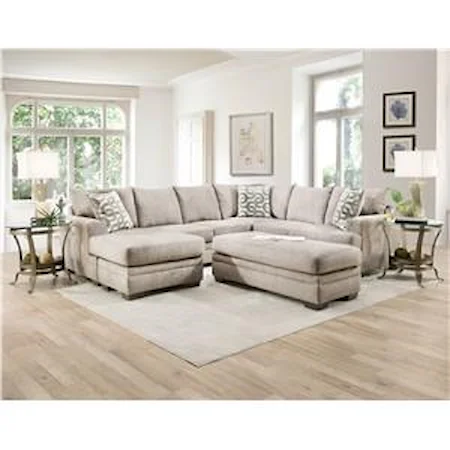 Bailey Cream Two Piece Sectional with Floating Chaise